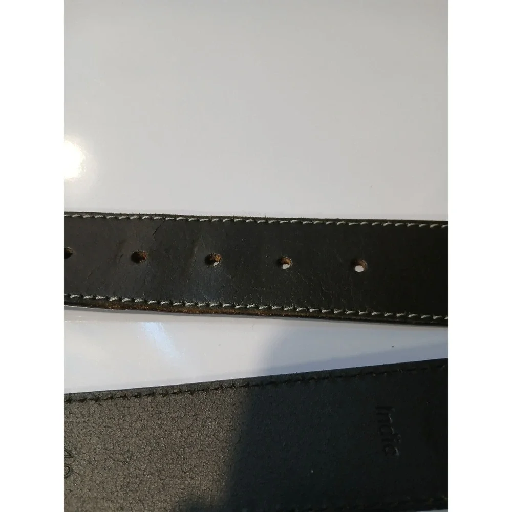Timberland Black Genuine Leather‎ Casual Belt Silver Buckle Mens Size 34